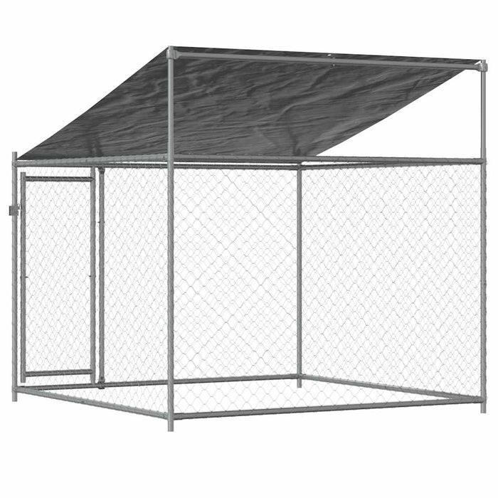 Cușcă de câini cu acoperiș și ușă gri, 2x2x2 m, oțel galvanizat - WALTI WALTI