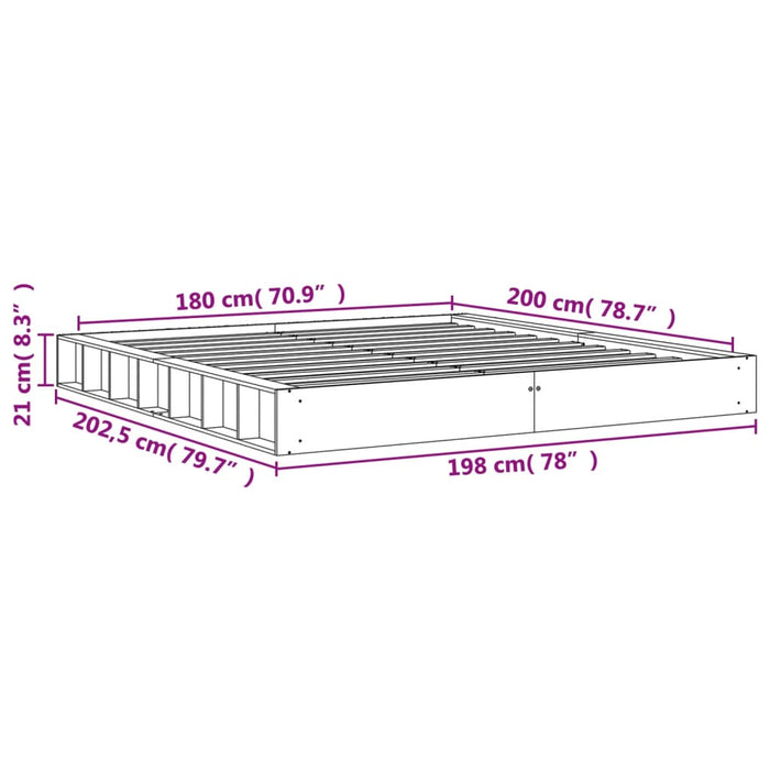 Cadru de pat fără saltea, maro ceruit 180x200 cm lemn masiv pin - WALTI WALTI