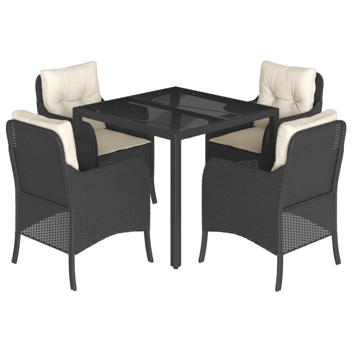 Set mobilier de grădină cu perne, 5 piese, negru, poliratan - WALTI WALTI