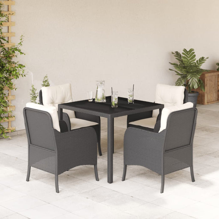 Set mobilier de grădină cu perne, 5 piese, negru, poliratan - WALTI WALTI