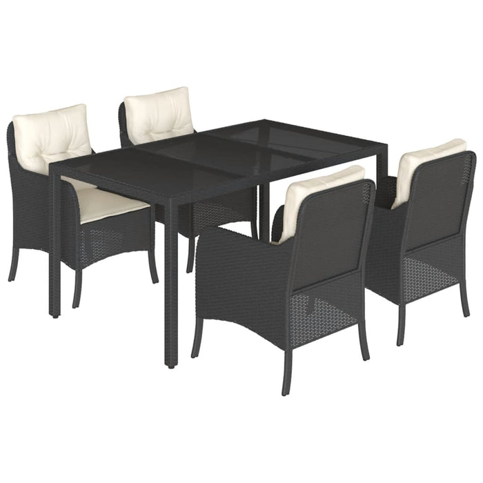 Set mobilier de grădină cu perne, 5 piese, negru, poliratan - WALTI WALTI