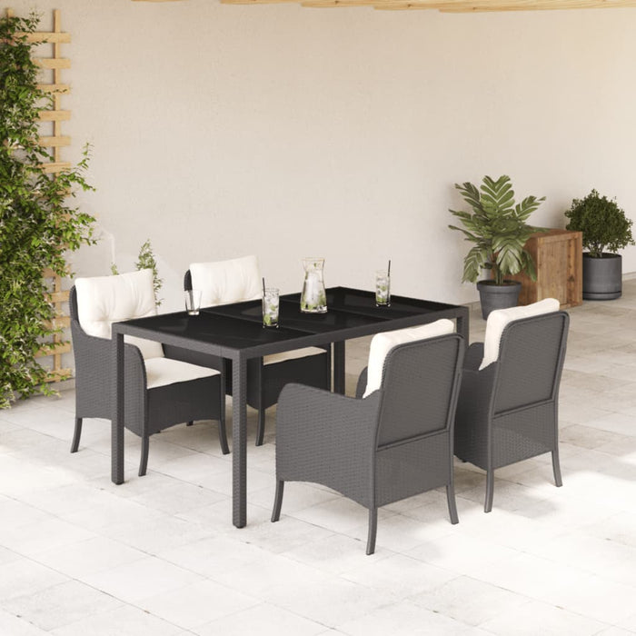 Set mobilier de grădină cu perne, 5 piese, negru, poliratan - WALTI WALTI