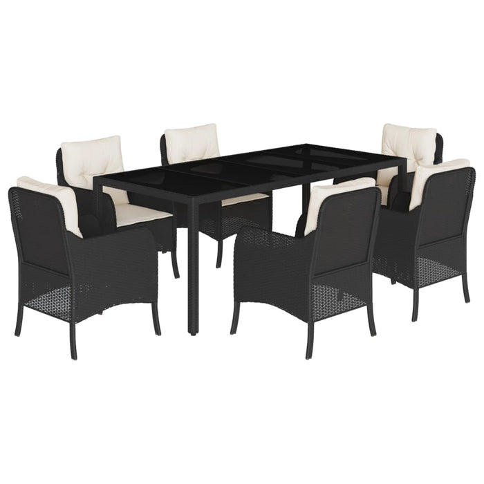 Set mobilier de grădină cu perne, 7 piese, negru, poliratan - WALTI WALTI