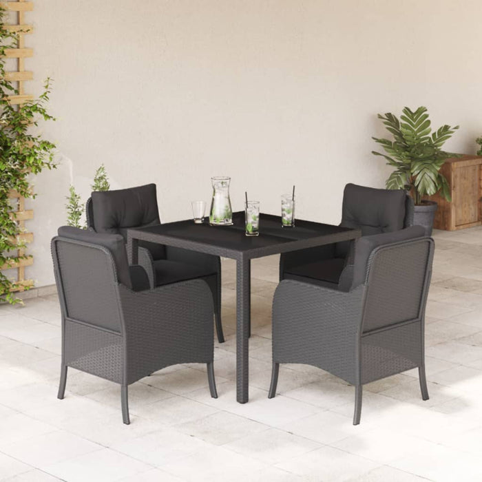 Set mobilier de grădină cu perne, 5 piese, negru, poliratan - WALTI WALTI