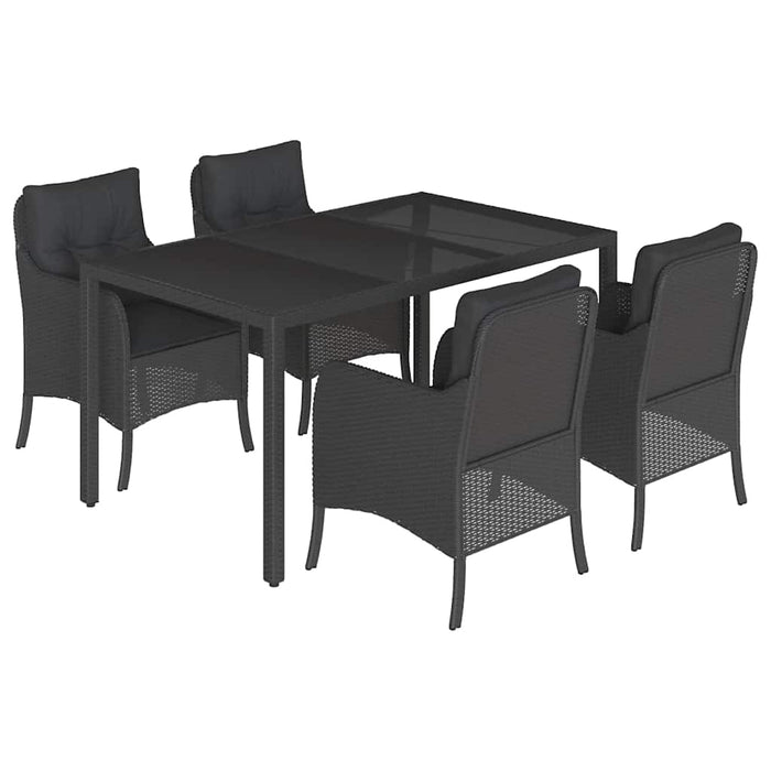 Set mobilier de grădină cu perne, 5 piese, negru, poliratan - WALTI WALTI