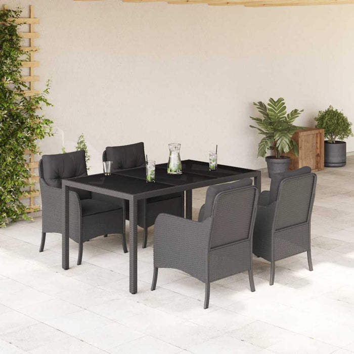 Set mobilier de grădină cu perne, 5 piese, negru, poliratan - WALTI WALTI
