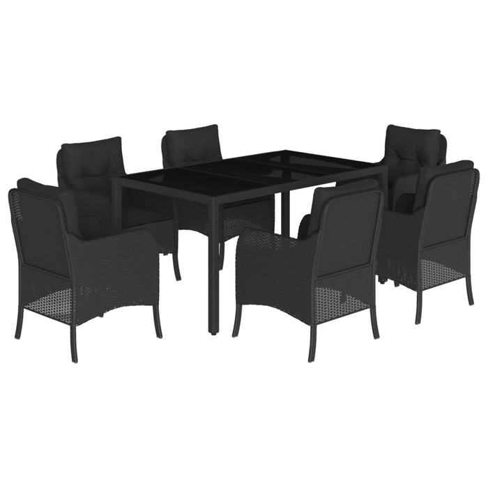 Set mobilier de grădină cu perne, 7 piese, negru, poliratan - WALTI WALTI
