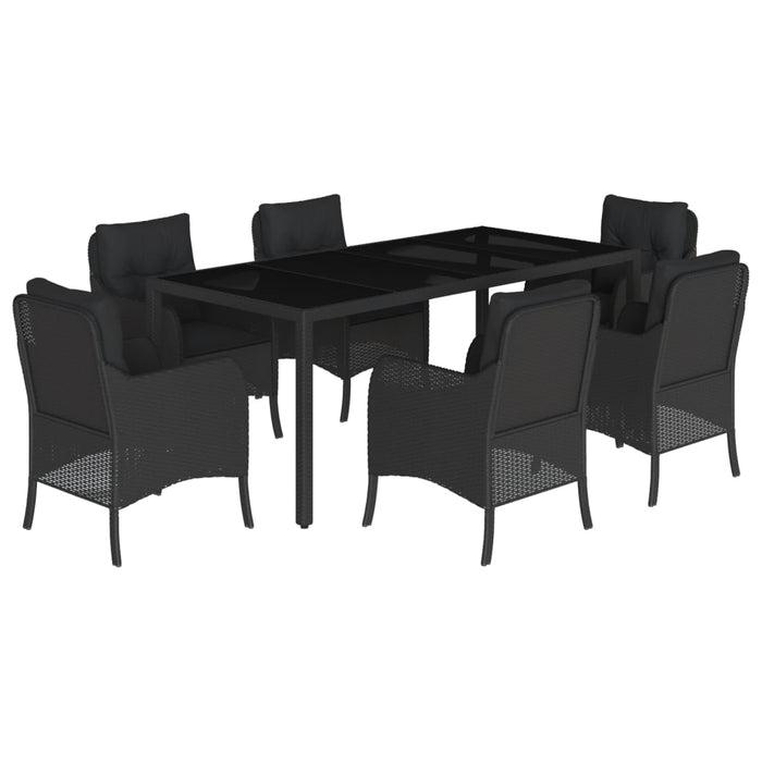 Set mobilier de grădină cu perne, 7 piese, negru, poliratan - WALTI WALTI