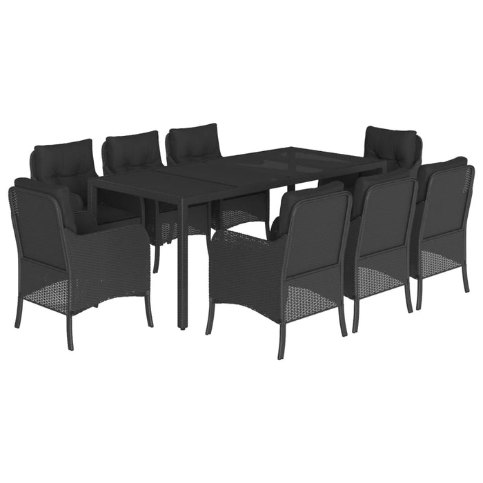 Set mobilier de grădină cu perne, 9 piese, negru, poliratan - WALTI WALTI