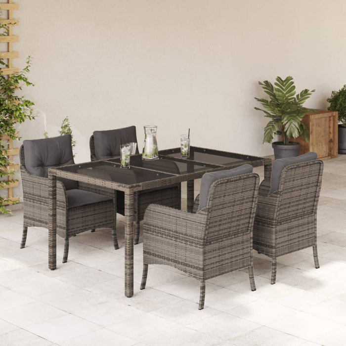 Set mobilier de grădină cu perne, 5 piese, gri, poliratan - WALTI WALTI