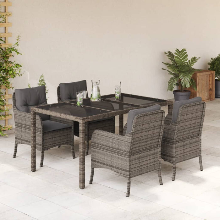 Set mobilier de grădină cu perne, 5 piese, gri, poliratan - WALTI WALTI