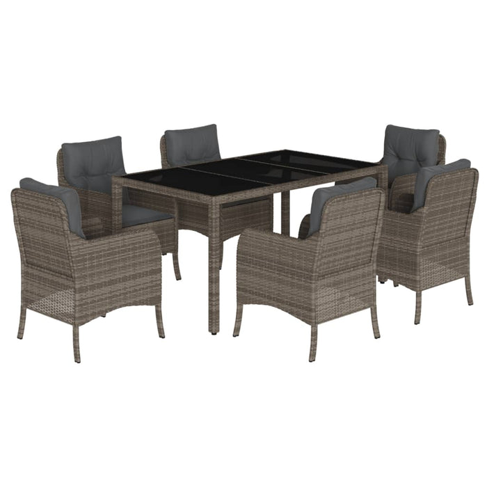 Set mobilier de grădină cu perne, 7 piese, gri, poliratan - WALTI WALTI