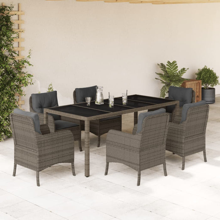 Set mobilier de grădină cu perne, 7 piese, gri, poliratan - WALTI WALTI