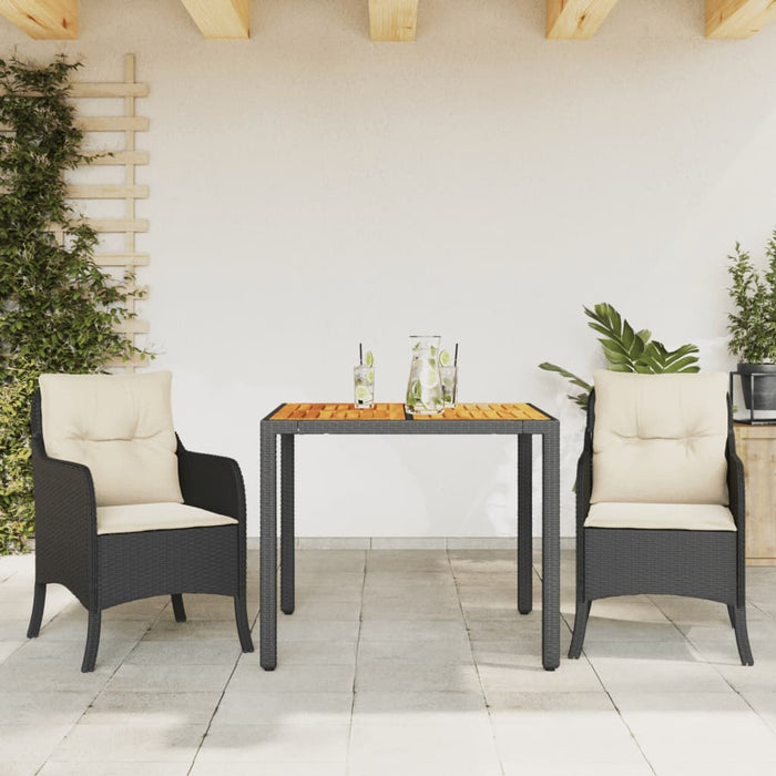 Set mobilier de grădină cu perne, 3 piese, negru, poliratan - WALTI WALTI