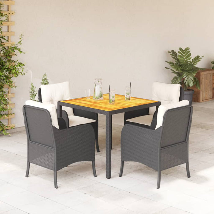 Set mobilier de grădină cu perne, 5 piese, negru, poliratan WALTI