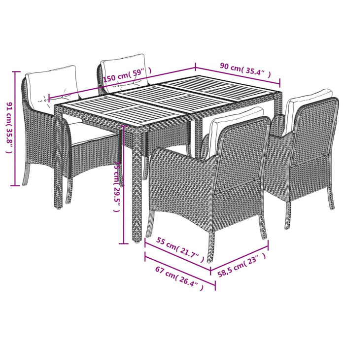 Set mobilier de grădină cu perne, 5 piese, negru, poliratan - WALTI WALTI