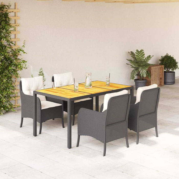 Set mobilier de grădină cu perne, 5 piese, negru, poliratan - WALTI WALTI