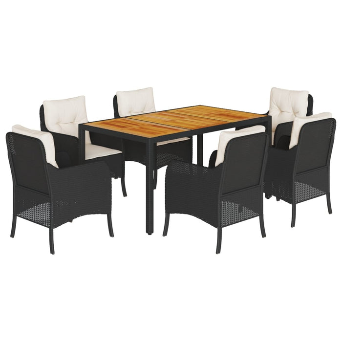 Set mobilier de grădină cu perne, 7 piese, negru, poliratan - WALTI WALTI