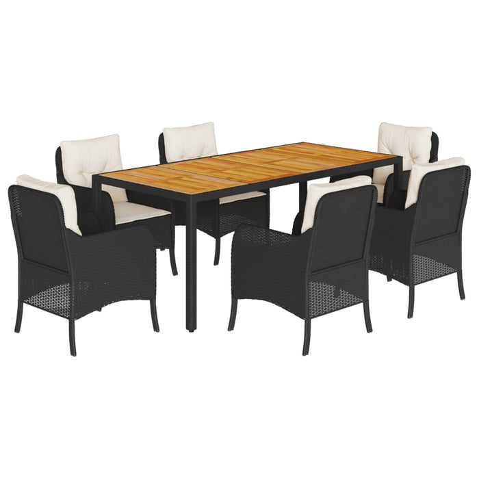 Set mobilier de grădină cu perne, 7 piese, negru, poliratan - WALTI WALTI