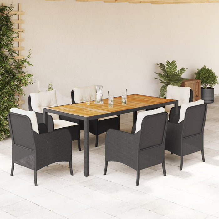 Set mobilier de grădină cu perne, 7 piese, negru, poliratan - WALTI WALTI