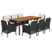 Set mobilier de grădină cu perne, 9 piese, negru, poliratan - WALTI WALTI