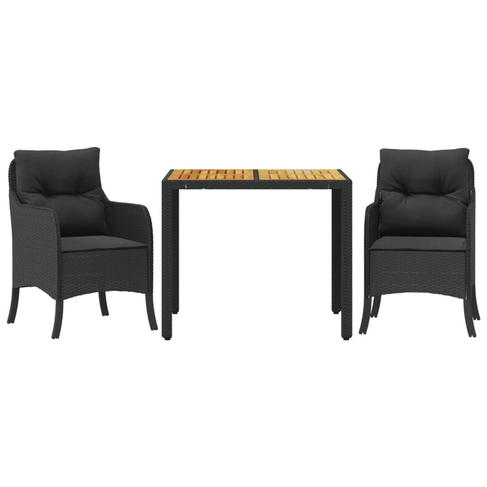 Set mobilier de grădină cu perne, 3 piese, negru, poliratan - WALTI WALTI