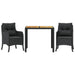 Set mobilier de grădină cu perne, 3 piese, negru, poliratan - WALTI WALTI