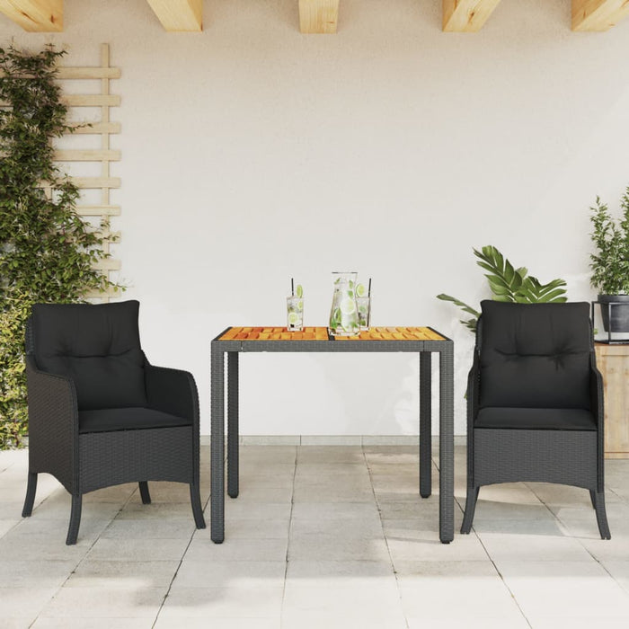Set mobilier de grădină cu perne, 3 piese, negru, poliratan - WALTI WALTI