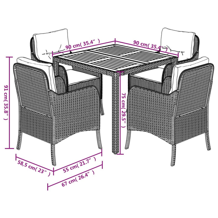 Set mobilier de grădină cu perne, 5 piese, negru, poliratan - WALTI WALTI