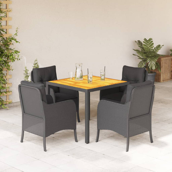 Set mobilier de grădină cu perne, 5 piese, negru, poliratan - WALTI WALTI