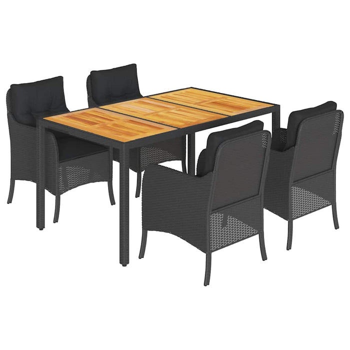 Set mobilier de grădină cu perne, 5 piese, negru, poliratan - WALTI WALTI