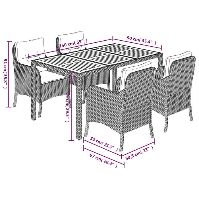 Set mobilier de grădină cu perne, 5 piese, negru, poliratan - WALTI WALTI