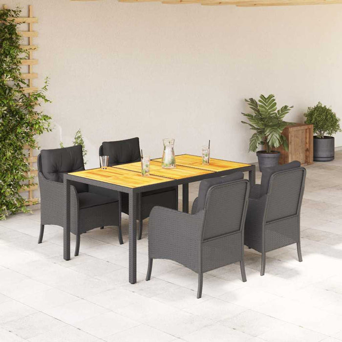 Set mobilier de grădină cu perne, 5 piese, negru, poliratan - WALTI WALTI