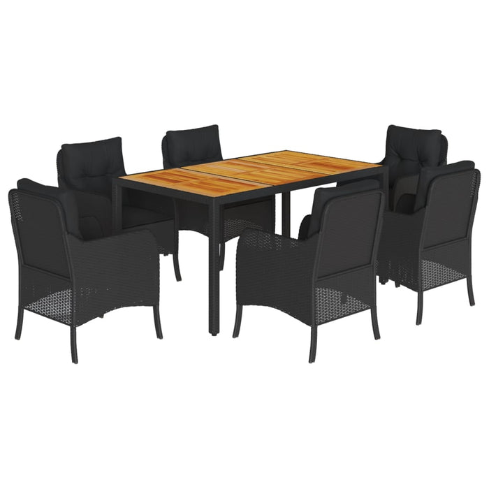 Set mobilier de grădină cu perne, 7 piese, negru, poliratan - WALTI WALTI