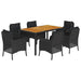 Set mobilier de grădină cu perne, 7 piese, negru, poliratan - WALTI WALTI