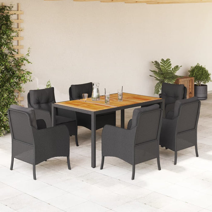 Set mobilier de grădină cu perne, 7 piese, negru, poliratan - WALTI WALTI