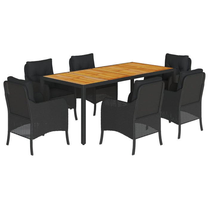Set mobilier de grădină cu perne, 7 piese, negru, poliratan - WALTI WALTI