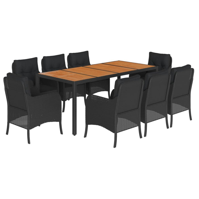 Set mobilier de grădină cu perne, 9 piese, negru, poliratan - WALTI WALTI