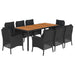 Set mobilier de grădină cu perne, 9 piese, negru, poliratan - WALTI WALTI