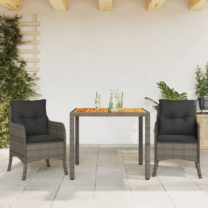 Set mobilier de grădină cu perne, 3 piese, gri, poliratan - WALTI WALTI