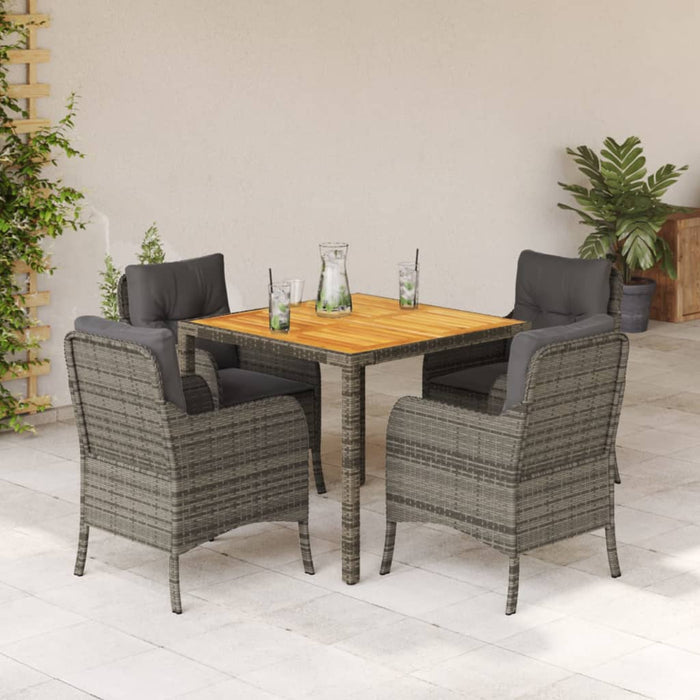 Set mobilier de grădină cu perne, 5 piese, gri, poliratan - WALTI WALTI