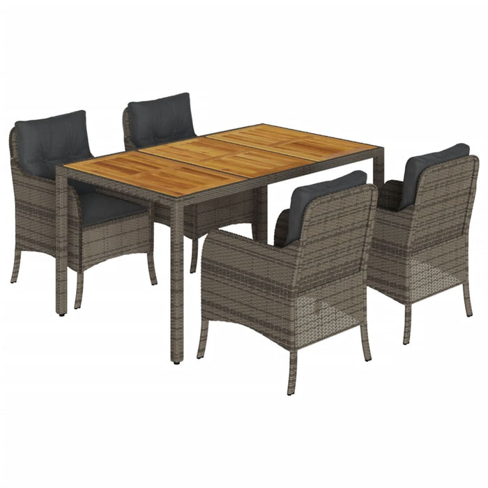 Set mobilier de grădină cu perne, 5 piese, gri, poliratan WALTI
