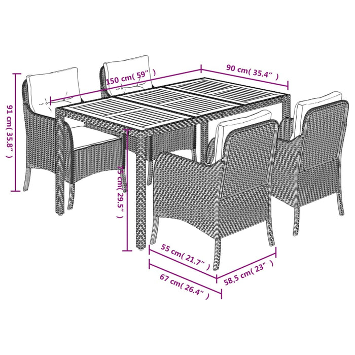 Set mobilier de grădină cu perne, 5 piese, gri, poliratan WALTI
