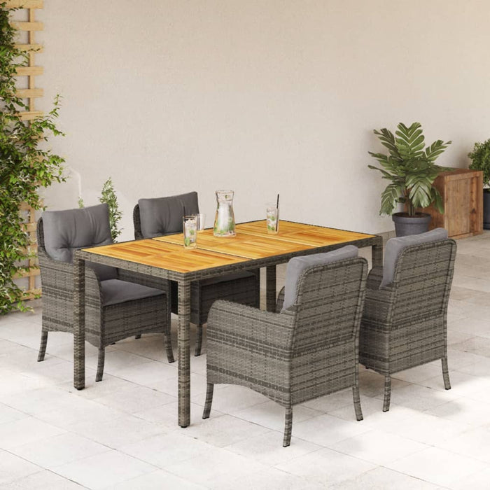 Set mobilier de grădină cu perne, 5 piese, gri, poliratan WALTI