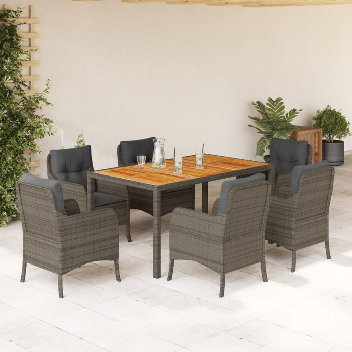 Set mobilier de grădină cu perne, 7 piese, gri, poliratan WALTI