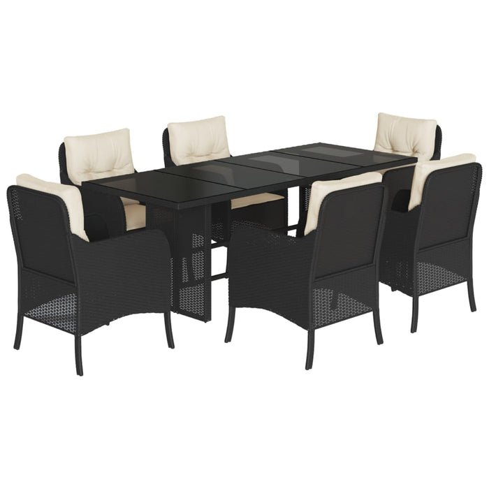 Set mobilier de grădină cu perne, 7 piese, negru, poliratan - WALTI WALTI