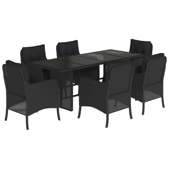 Set mobilier de grădină cu perne, 7 piese, negru, poliratan - WALTI WALTI