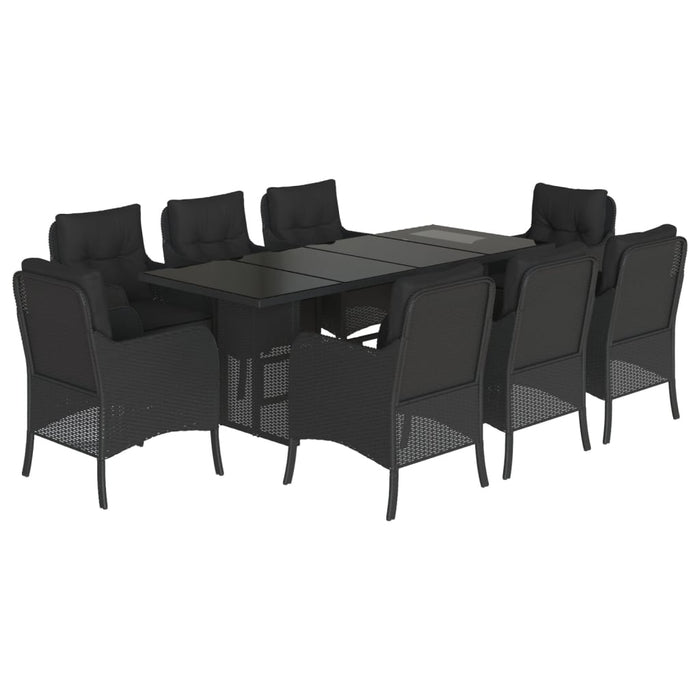 Set mobilier de grădină cu perne, 9 piese, negru, poliratan - WALTI WALTI