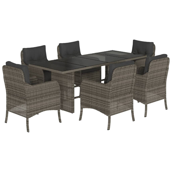 Set mobilier de grădină cu perne, 7 piese, gri, poliratan WALTI