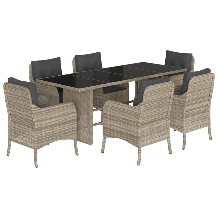 Set mobilier de grădină cu perne, 7 piese gri deschis poliratan - WALTI WALTI